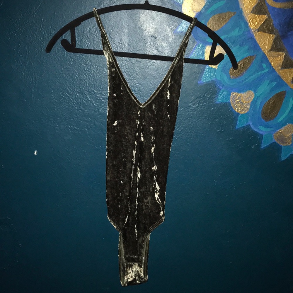 Velvet cross back body suit